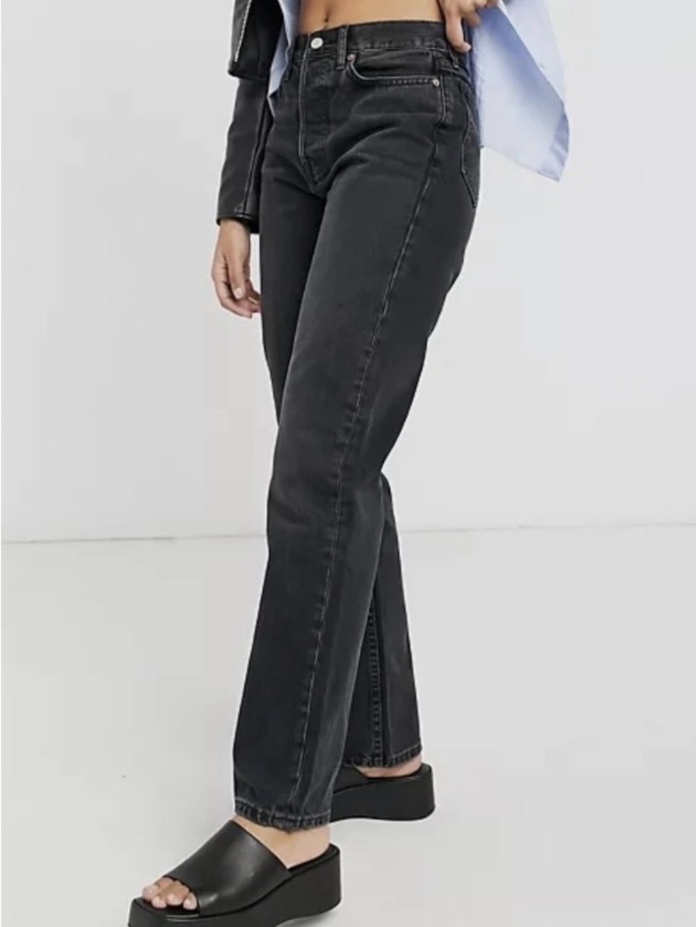 NWT Topshop Dad Jeans in Washed Black